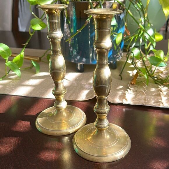 Vintage Brass Set Of Candleholders (2) - Picture 1 of 4